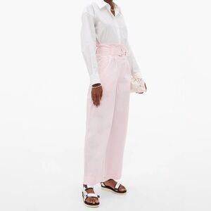 GANNI Ripstop Light Pink Paperbag Wide Leg Pants